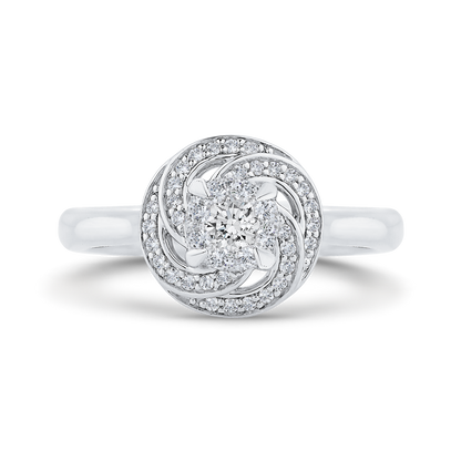 Round Diamond Swirl Fashion Ring in 14K White Gold