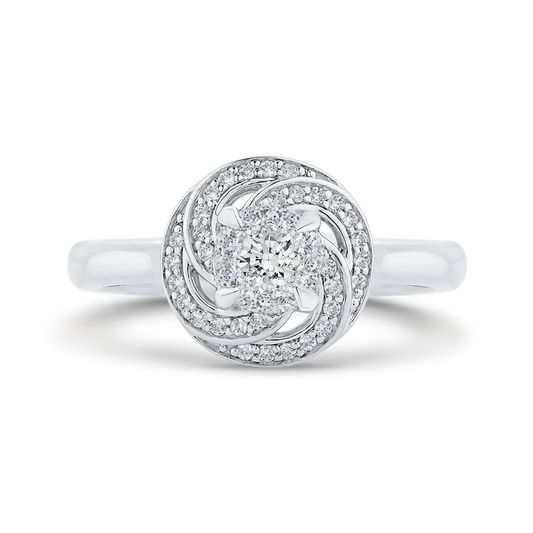 Round Diamond Swirl Fashion Ring in 14K White Gold