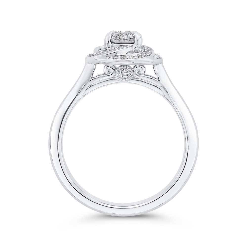 Round Diamond Swirl Fashion Ring in 14K White Gold