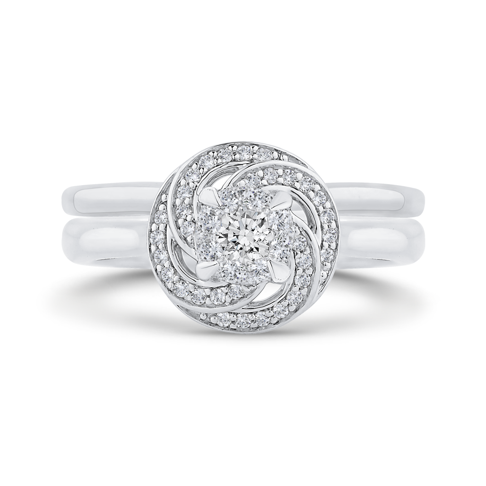 Round Diamond Swirl Fashion Ring in 14K White Gold