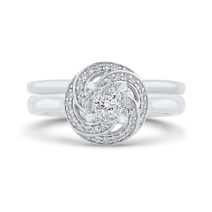 Round Diamond Swirl Fashion Ring in 14K White Gold