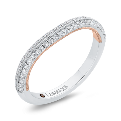 Round Diamond Half-Eternity Wedding Band in 14K Two Tone Gold