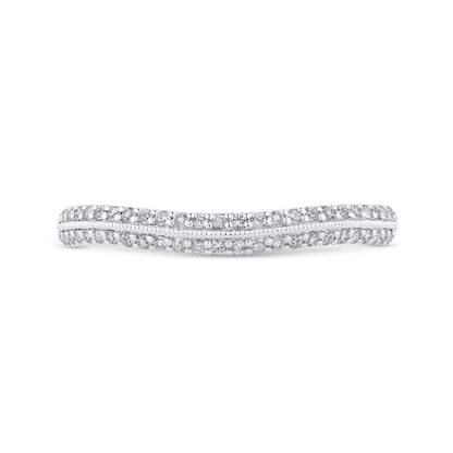 Round Diamond Half-Eternity Wedding Band in 14K Two Tone Gold