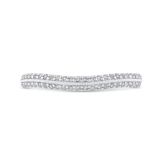 Round Diamond Half-Eternity Wedding Band in 14K Two Tone Gold