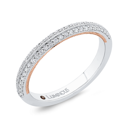 Round Diamond Half-Eternity Wedding Band in 14K Two Tone Gold