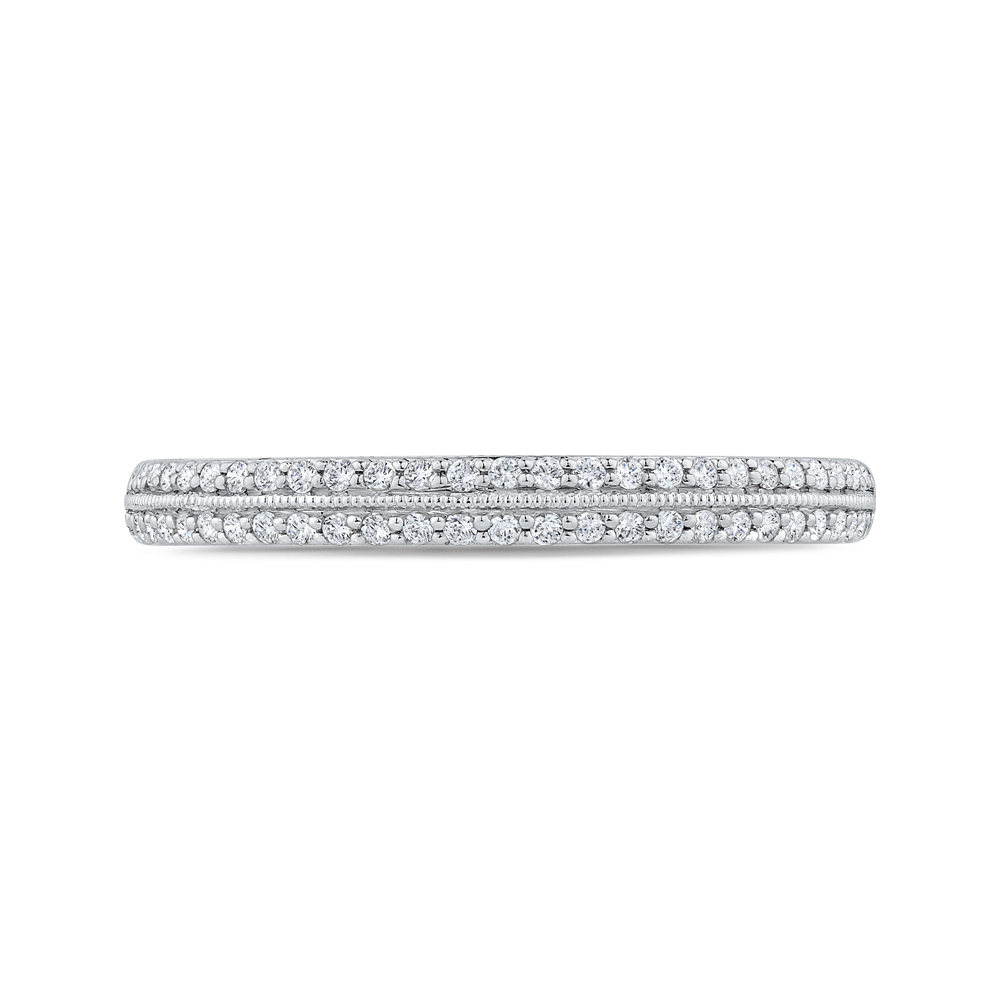 Round Diamond Half-Eternity Wedding Band in 14K Two Tone Gold