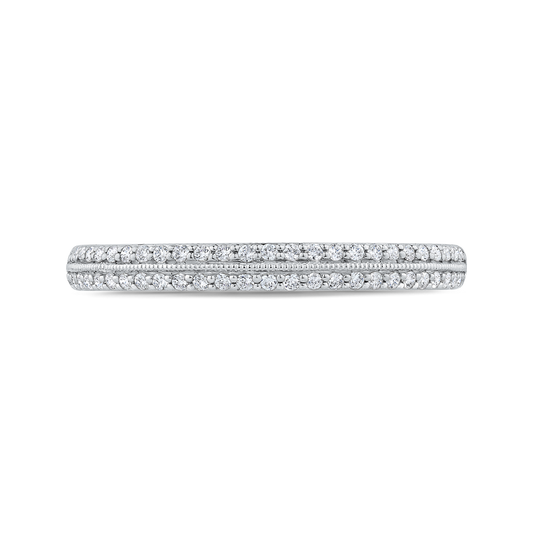 Round Diamond Half-Eternity Wedding Band in 14K Two Tone Gold