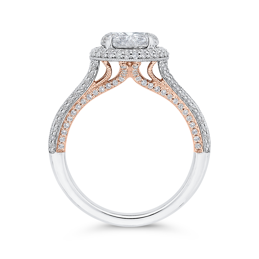 Round Diamond Halo Engagement Ring in 14K Two Tone Gold