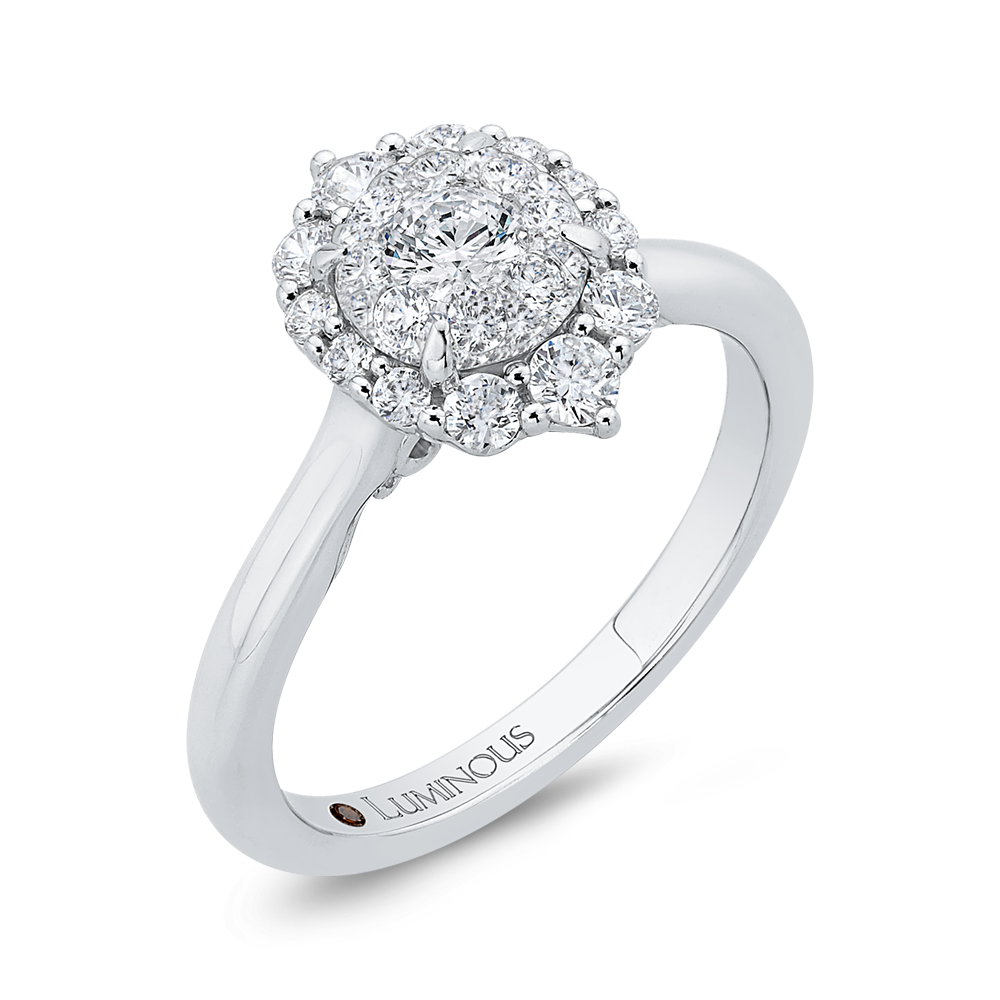 Diamond Halo Engagement Ring in 14K White Gold