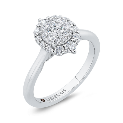 Diamond Halo Engagement Ring in 14K White Gold