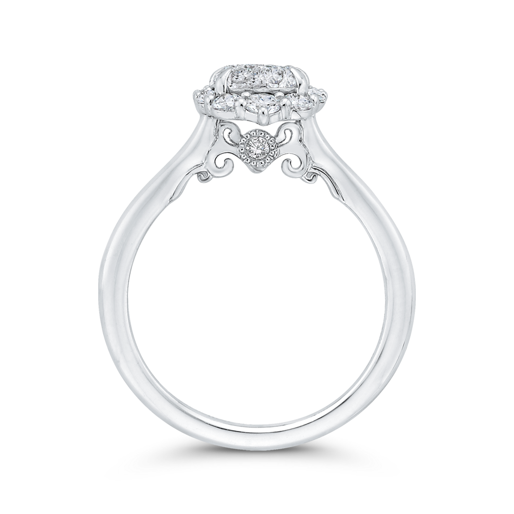 Diamond Halo Engagement Ring in 14K White Gold