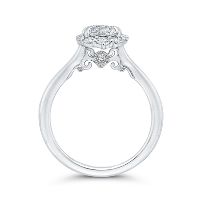 Diamond Halo Engagement Ring in 14K White Gold