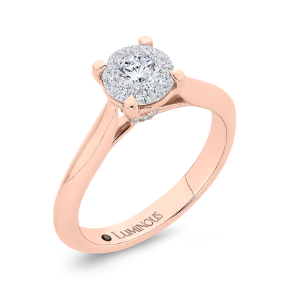 Round Diamond Engagement Ring in 14K Two Tone Gold