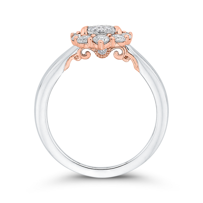 Round Diamond Halo Engagement Ring in 14K Two Tone Gold