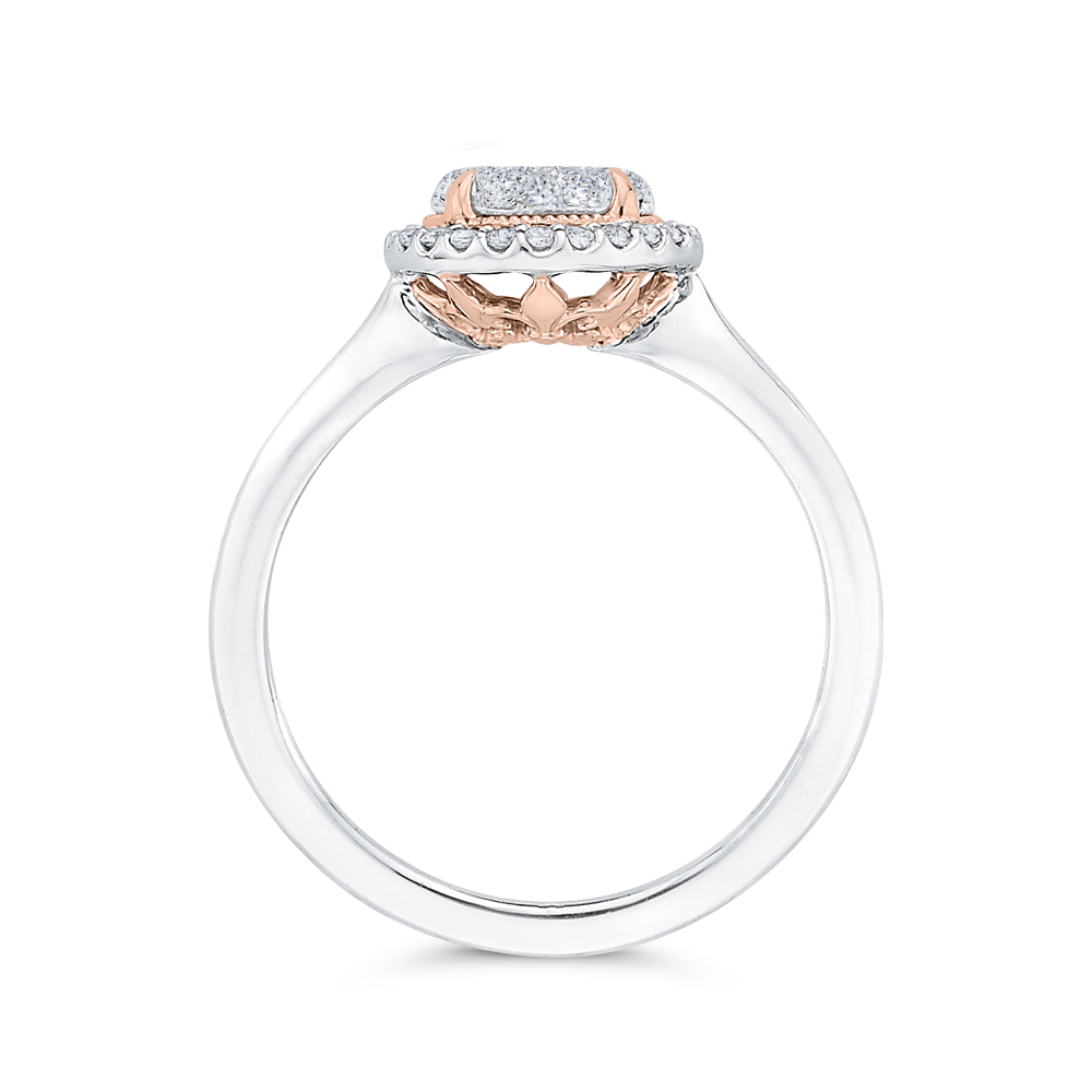 Diamond Halo Engagement Ring in 14K Two Tone Gold