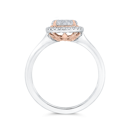 Diamond Halo Engagement Ring in 14K Two Tone Gold