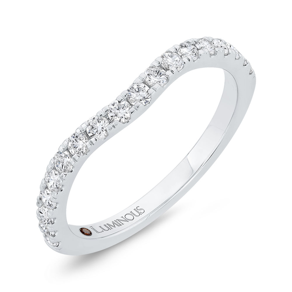 Round Diamond Half-Eternity Contour Wedding Band in 14K White Gold