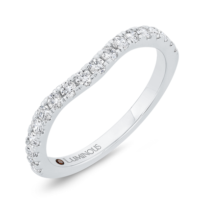 Round Diamond Half-Eternity Contour Wedding Band in 14K White Gold