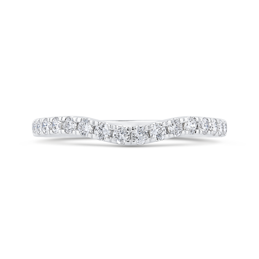 Round Diamond Half-Eternity Contour Wedding Band in 14K White Gold