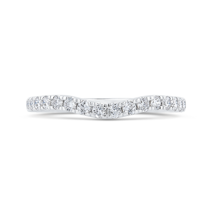 Round Diamond Half-Eternity Contour Wedding Band in 14K White Gold