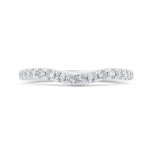 Round Diamond Half-Eternity Contour Wedding Band in 14K White Gold