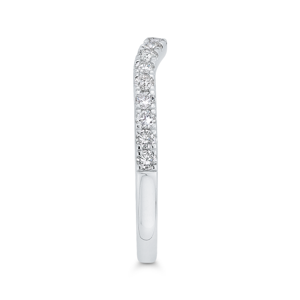 Round Diamond Half-Eternity Contour Wedding Band in 14K White Gold