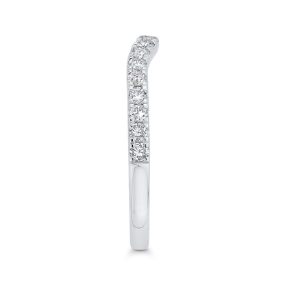 Round Diamond Half-Eternity Contour Wedding Band in 14K White Gold