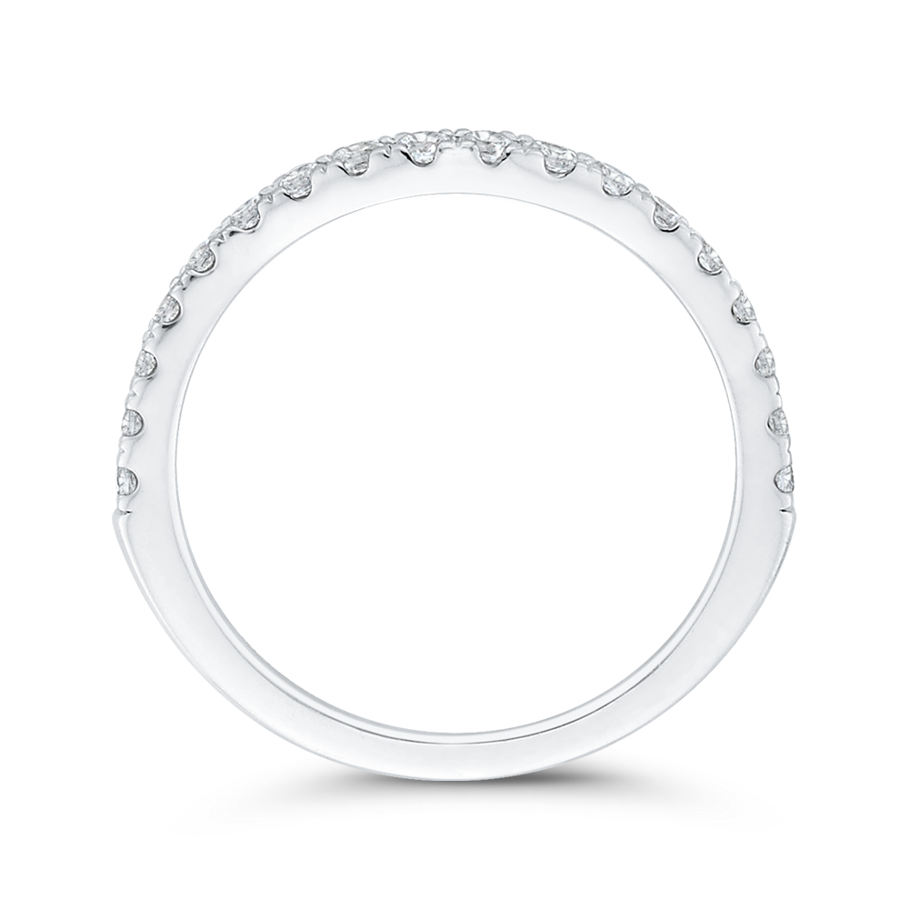Round Diamond Half-Eternity Contour Wedding Band in 14K White Gold
