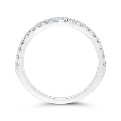 Round Diamond Half-Eternity Contour Wedding Band in 14K White Gold