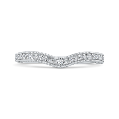 Round Diamond Half-Eternity Contour Wedding Band in 14K White Gold