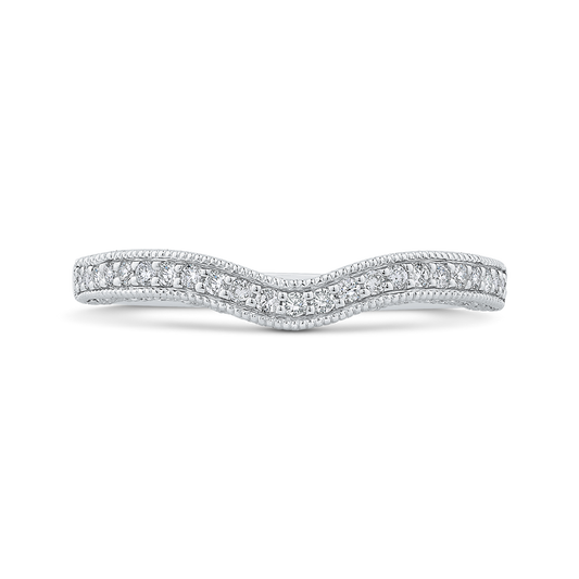 Round Diamond Half-Eternity Contour Wedding Band in 14K White Gold