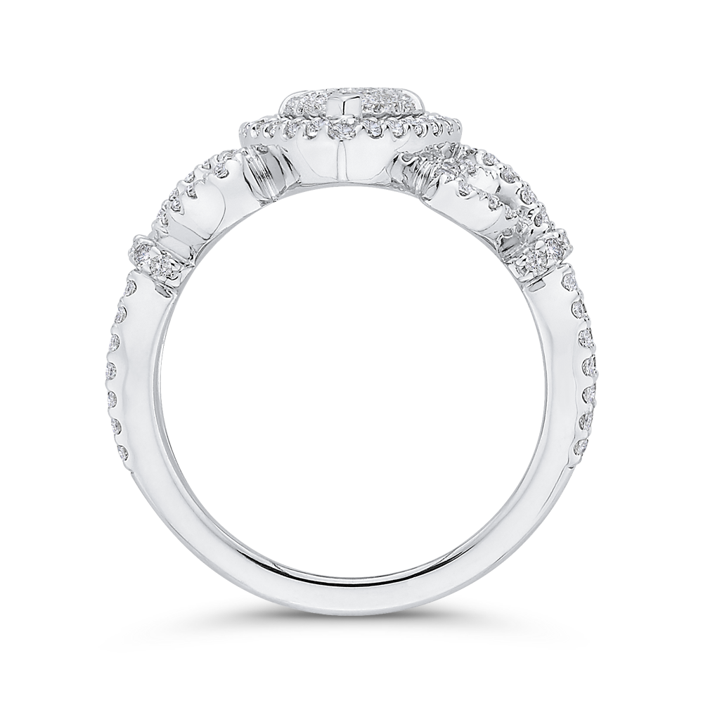 Round Diamond Halo Engagement Ring in 14K White Gold