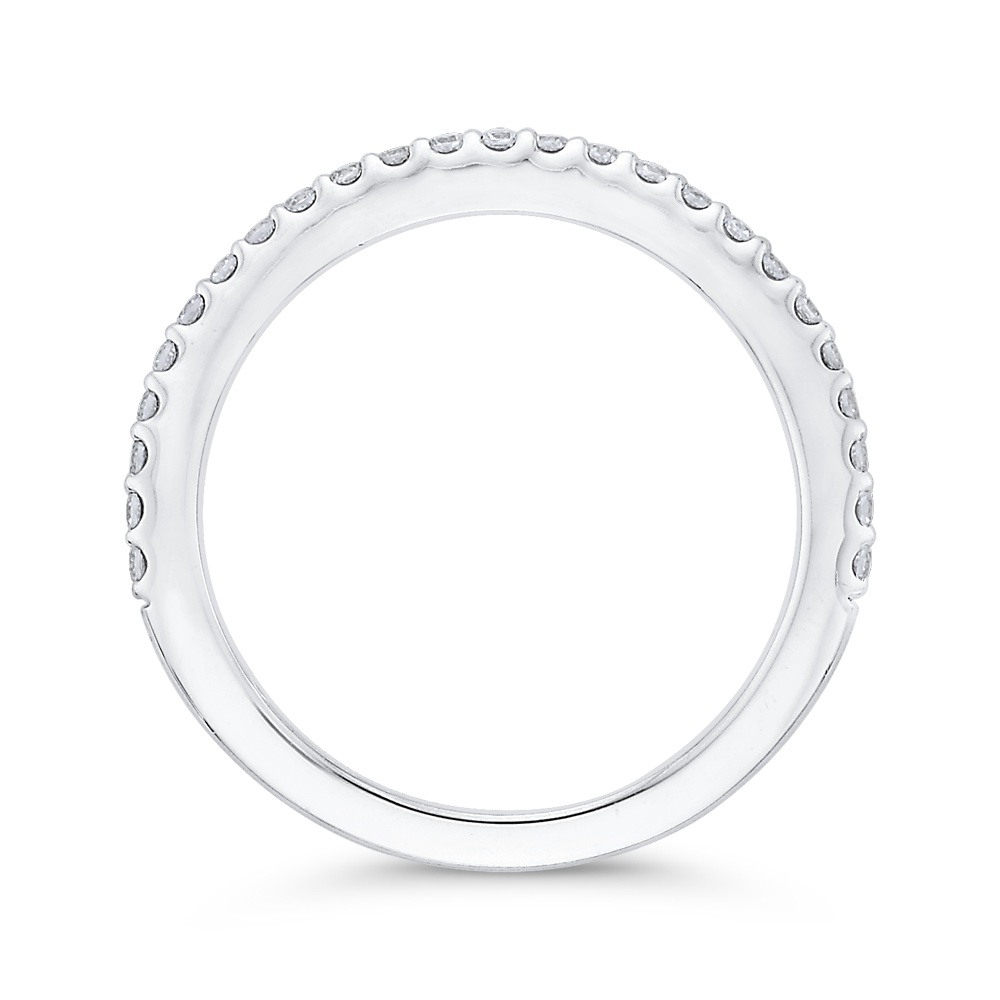 Round Diamond Half-Eternity Wedding Band in 14K White Gold