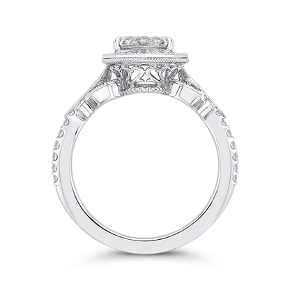 Diamond Oval Shape Halo Engagement Ring in 14K White Gold