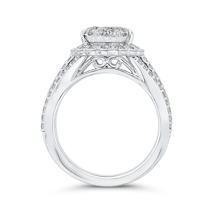 Diamond Halo Engagement Ring in 14K White Gold