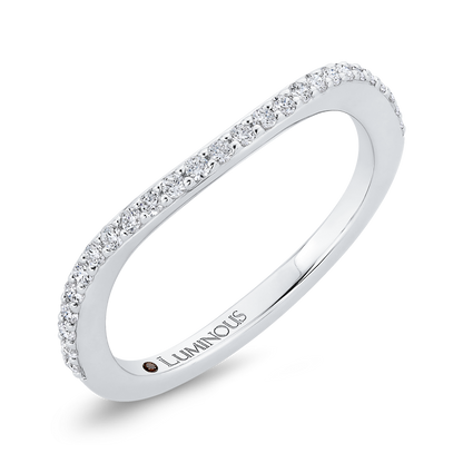 Round Diamond Half-Eternity Contour Wedding Band in 14K White Gold