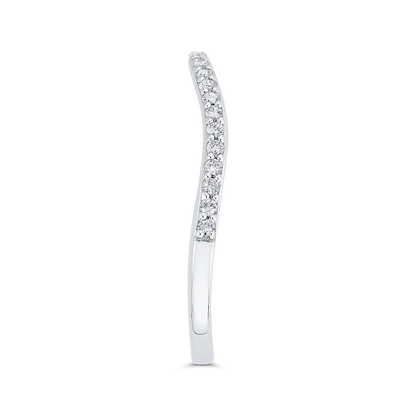 Round Diamond Half-Eternity Contour Wedding Band in 14K White Gold