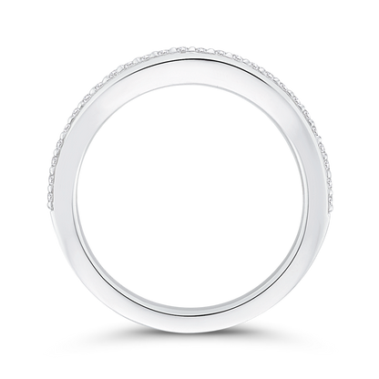 Round Diamond Half-Eternity Contour Wedding Band in 14K White Gold