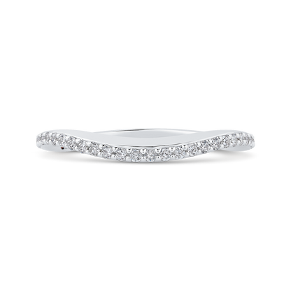 Round Diamond Half-Eternity Contour Wedding Band in 14K White Gold