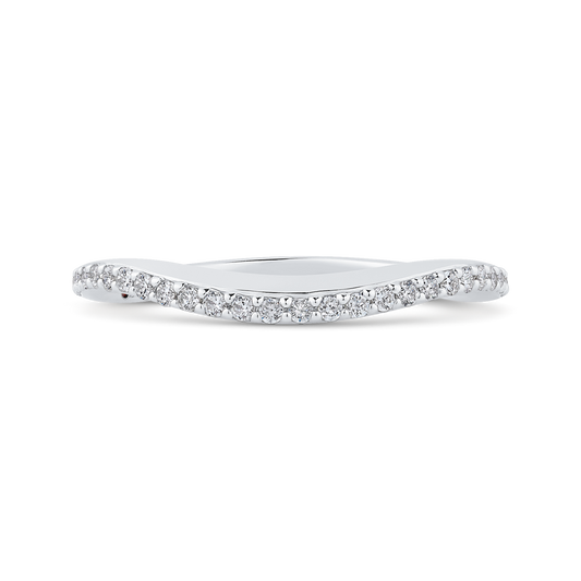 Round Diamond Half-Eternity Contour Wedding Band in 14K White Gold