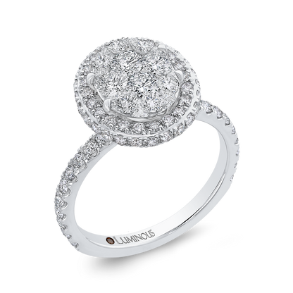 Diamond Halo Engagement Ring in 14K White Gold