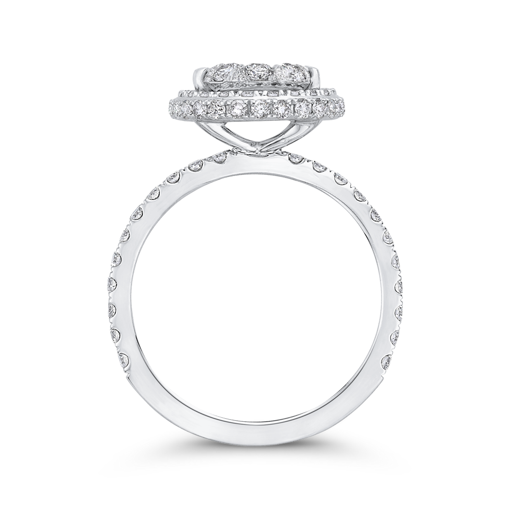 Diamond Halo Engagement Ring in 14K White Gold