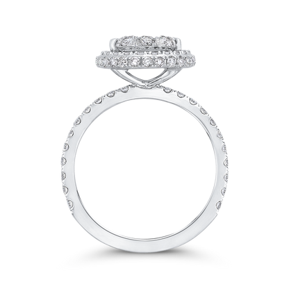 Diamond Halo Engagement Ring in 14K White Gold