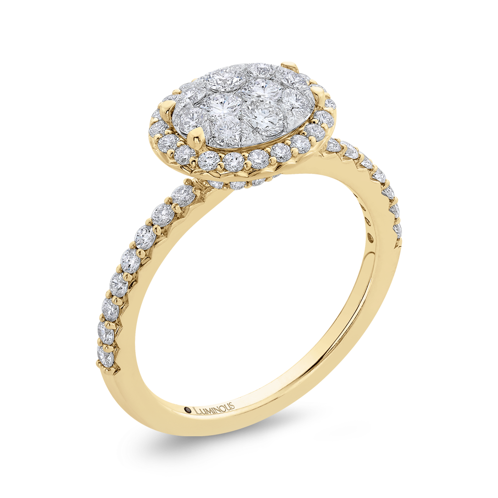 Round Diamond Halo Engagement Ring in 14K Two Tone Gold