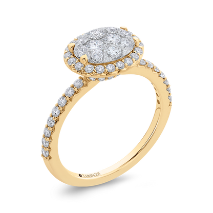 Round Diamond Halo Engagement Ring in 14K Two Tone Gold