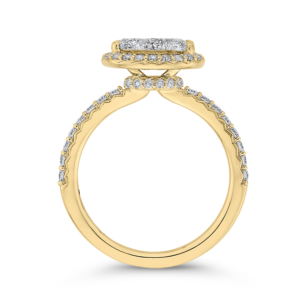 Round Diamond Halo Engagement Ring in 14K Two Tone Gold