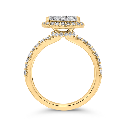 Round Diamond Halo Engagement Ring in 14K Two Tone Gold