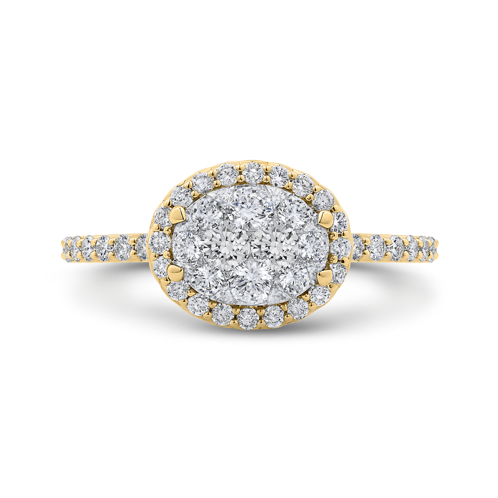 Round Diamond Halo Engagement Ring in 14K Two Tone Gold