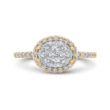 Round Diamond Halo Engagement Ring in 14K Two Tone Gold