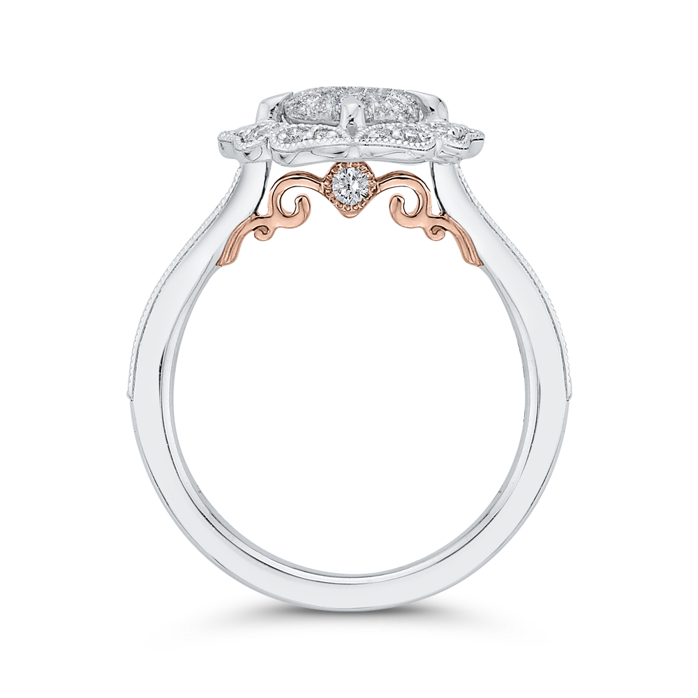 Round Diamond Flower Engagement Ring in 14K White Gold